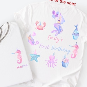 Custom Mermaid Birthday Shirt Comfort Colors® Shirt Mermaid Themed Party Shirt for Mama Under the Water Theme First Bday Outfit One Mermaid