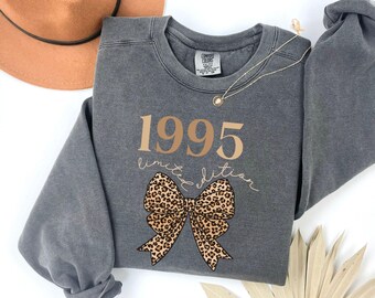 Comfort Colors Leopard Print Coquette Birth year Sweatshirt Birthday Shirt 1995 Shirt 30th Birthday 1995 Birth Year Tee  Girly Birthday Gift