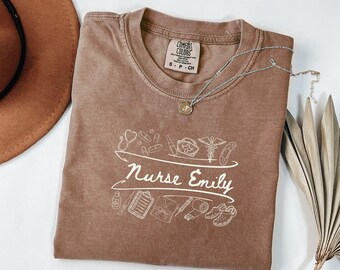 Comfort Colors® Custom Name Nurse Shirt  Custom Nurse Shirts Personalized Nurse Shirt Nursing Shirt Gift for Nurse Nurse Tee  Nurse Gift