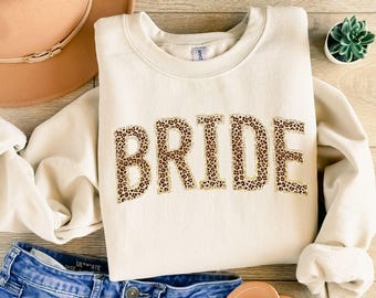 Comfort Colors®Leopard Glitter Bride  Sweatshirt Gift For Bride Bachelorette Party Retro Bride Sweatshirt Cheetah Print  Bride Tee Bride Top