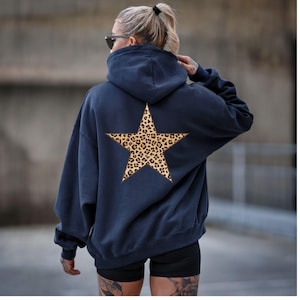 Leopard Print Star Hoodie Cheetah Print Star Hoodie Trendy Hoodie Aesthetic Hoodie girly cool Sweatshirt Leopard Print Clothes y2k Hoodie