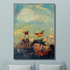 Odilon Redon vlinders Art Print, dierenprint, Odilon Redon canvas muurkunst, symboliek kunst, canvas print, Home & Office decor