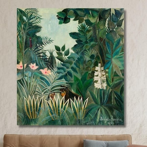 The Equatorial Jungle (1909) by Henri Rousseau Canvas Wall Art,Jungle Poster,Reproduction Modern Wall Decor,Henri Rousseau Artworks,Forest