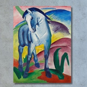 Blue Horse by Franz Marc Canvas Wall Art, Franz Marc Poster Canvas Print, Home Decor Art, Expressionism, Animal Painting, Archival Giclee