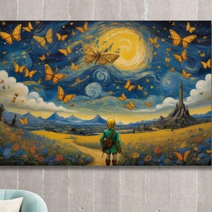Legend of Zelda Canvas Wall Art,Zelda Poster,Funny Print,Kids Room Decor,Legend of Zelda Paint,Christmas Gift,Home Decor,Gift for Kids