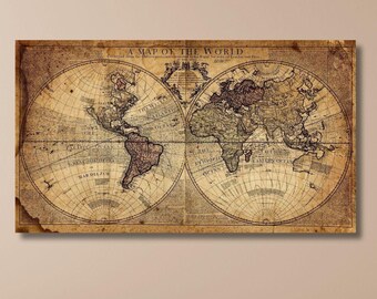 Lienzo con mapa del mundo vintage: listo para colgar
