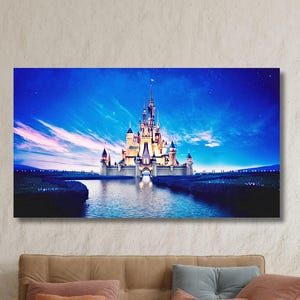 Cinderella Castle Canvas Wall Art Print,Disney Poster Wall Art,Disney Home Decor,Disneyland Kids Room Wall Art Decor,Gift for Girl Room Art