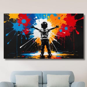 Graffiti Canvas Painting Art, Banksy Wall Art, Graffiti Headboard, Urban Style Canvas, Kid Graffiti Wall Art, Modern Street Art, Home Decor