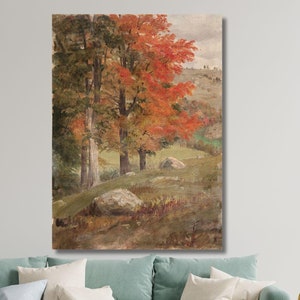 Frederic Edwin Church Woods à l&#39;automne 1865, illustration vintage de la nature, art Frederic Edwin, prêt à accrocher, décoration intérieure, art mural sur toile