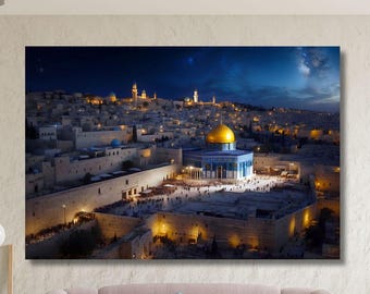 Jerusalem Canvas Masjid Al Aqsa Jerusalem Poster Jerusalem Art Jerusalem Wall Art Islamic Wall Art Canvas Islamic Gifts Muslim Gifts Print