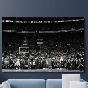 Kawhi Last Shot Canvas Wall Art,Kawhi Leonard Poster,Kawhi Canvas Print,Game Room Decor,Kawhi Toronto,Raptors Fan Gifts,Man Cave Art Decor