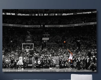 Kawhi Last Shot Canvas Wall Art,Kawhi Leonard Poster,Kawhi Canvas Print,Game Room Decor,Kawhi Toronto,Raptors Fan Gifts,Man Cave Art Decor
