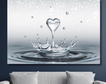 Póster de amor/impresión de arte de pared en lienzo, decoración de arte de pared en lienzo para baño, arte de pared para sala de estar, impresiones de arte en lienzo con salpicaduras de corazón, impresión de arte de corazón