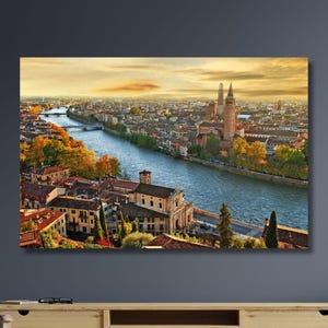 Verona Canvas Print Art,Italy Verona Canvas Wall Art,Verona Skyline,Verona Painting,Verona Wall Art,Verona Print,Landscape Canvas wall art