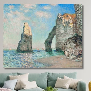Claude Monet Le scogliere di Etretat Dipinto su tela, Claude Monet Le scogliere di Etretat Arte murale, Arte murale vintage, Opera d'arte famosa Arte su tela