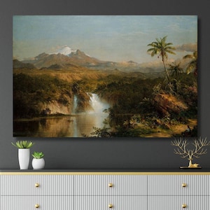 Frederic Edwin View Of Cotopaxi by 1857 Paintings Prints, Frederic Edwin Church Artworks Poster, Frederic Edwin Church Exhibition Poster Art