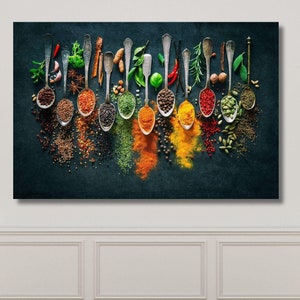 Spices Wall Art, Indian Spices Canvas, Dining Room Decor, Canvas Wall Art, Kitchen Decor, Food Wall Art, Contemporary Wall Decor, Canvas Art