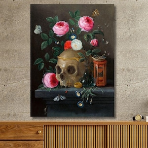 Vanitas Still Life by Jan van Kessel the Elder,Exhibition Wall Decor,Fine Art,Ready To Hang,Gift Idea,Canvas Poster,Office Wall Decor