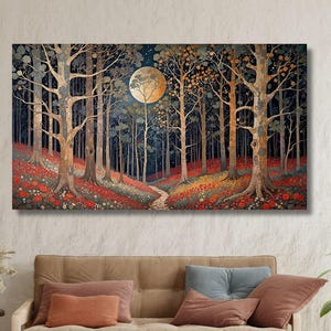 William Morris Inspired Rustic Autumn Decor, Autumn Forest Canvas Wall Art, Vintage Botanical Art, Elegant Seasonal Canvas Print