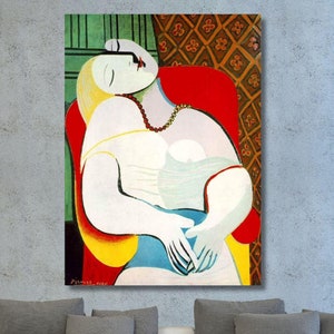 Le Reve Poster Print Canvas Wall Art by Pablo Picasso,Woman Asleep In An Armchair (The Dream)1932,Pablo Picasso Art Wall Decor,Picasso Print