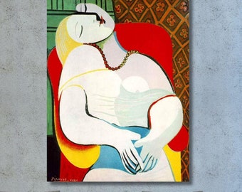 パブロ・ピカソ作「夢」キャンバス壁アート 肘掛け椅子で眠る女性 夢