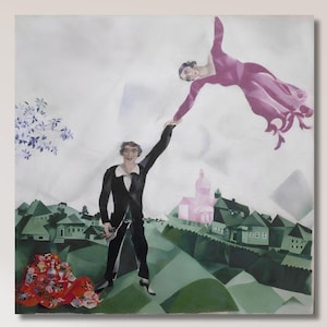 The Promenade by Marc Chagall Ready To Hang Canvas,Marc Chagall Art Gallery,Marc Chagall Cubism Canvas Wall Art,Cubism Canvas Print Wall Art