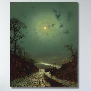 John Atkinson Grimshaw Artwork,John Atkinson Grimshaw Moonlight Poster Wall Art Canvas,Print for Living Room,for Bedroom, for Dining Room