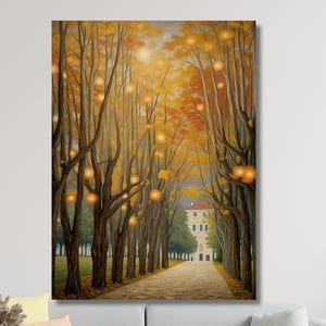 Gustav Klimt Estilo Outono Floresta Luzes Arte de Parede Tela, Reprodução de Impressões, Moda Tendência Moderna Arte de Parede em Tela, Fantasia Floresta Cartaz Arte