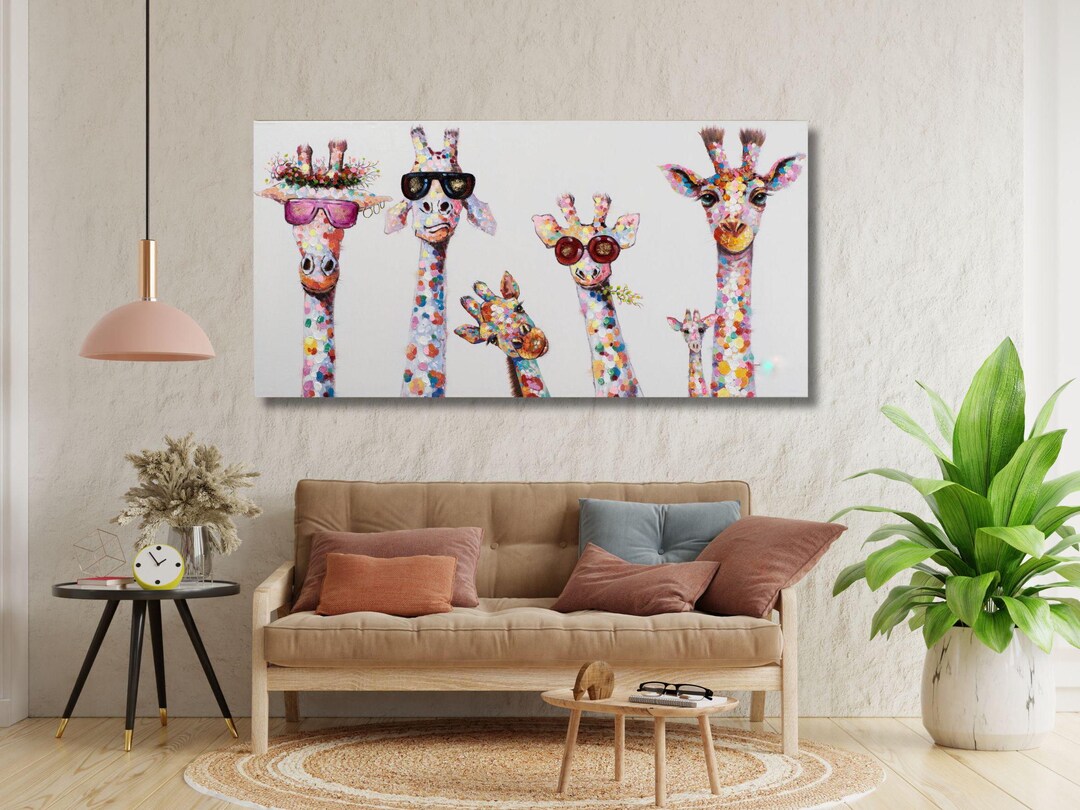 Giraffe Family Canvas Wall Art,kids Wall Decor, Animal Wall Decoration ...