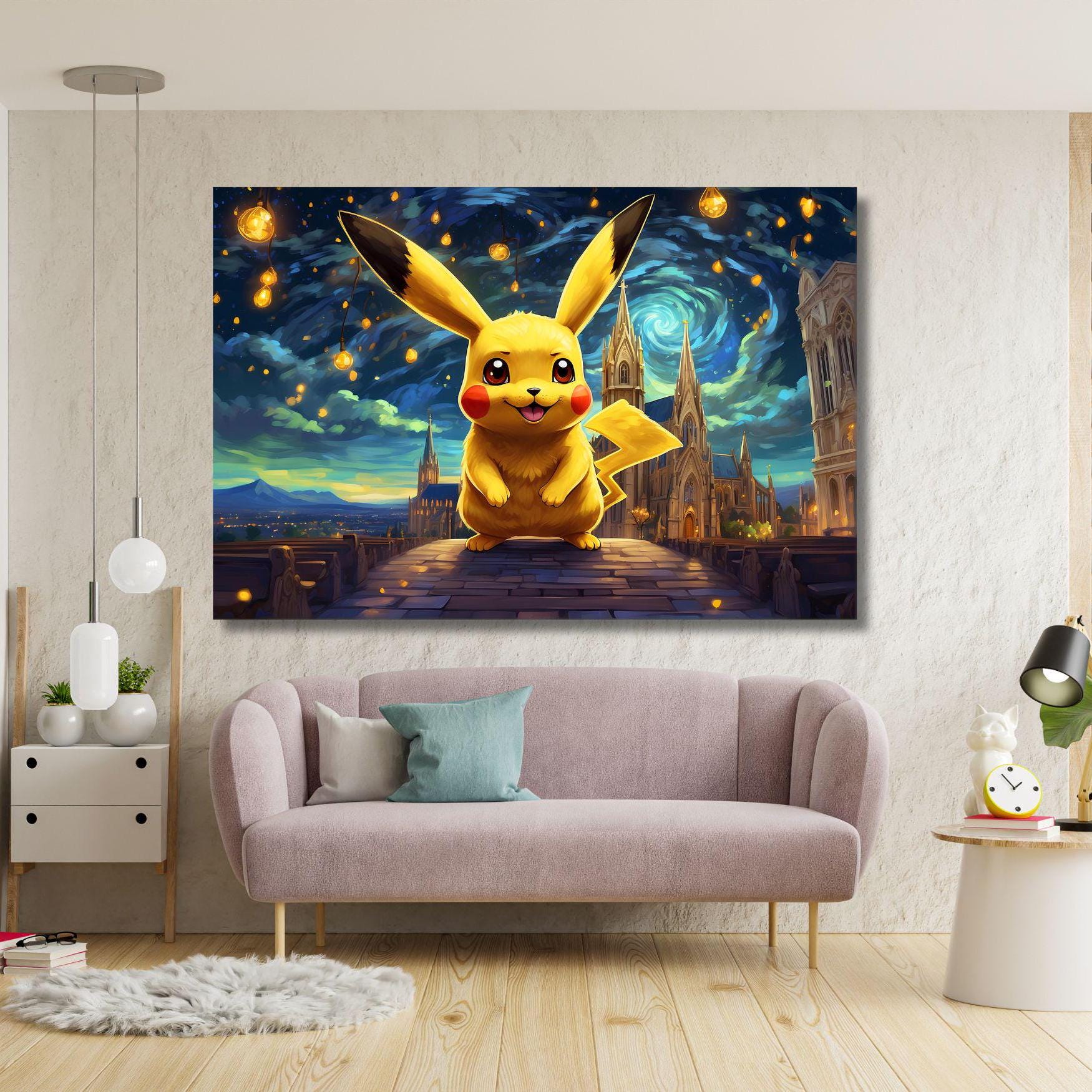 ヴァン・ゴッホ ピカチュウ ポスター アートプリント、ピカチュウ