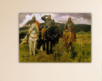 Ivan Vasnetsov - Bogatyrs Canvas Ivan Vasnetsov Wall Art Nature Printing Ivan Vasnetsov Poster Gift Home Wall Decor Modern Decor Paint Art