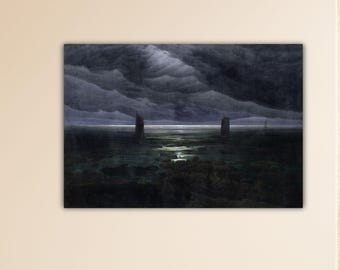 Caspar David Friedrich - Sea Shore in Moonlight 1835 Canvas Caspar David Poster Friedrich Paint Gift Home Wall Decor Print Modern Wall Art