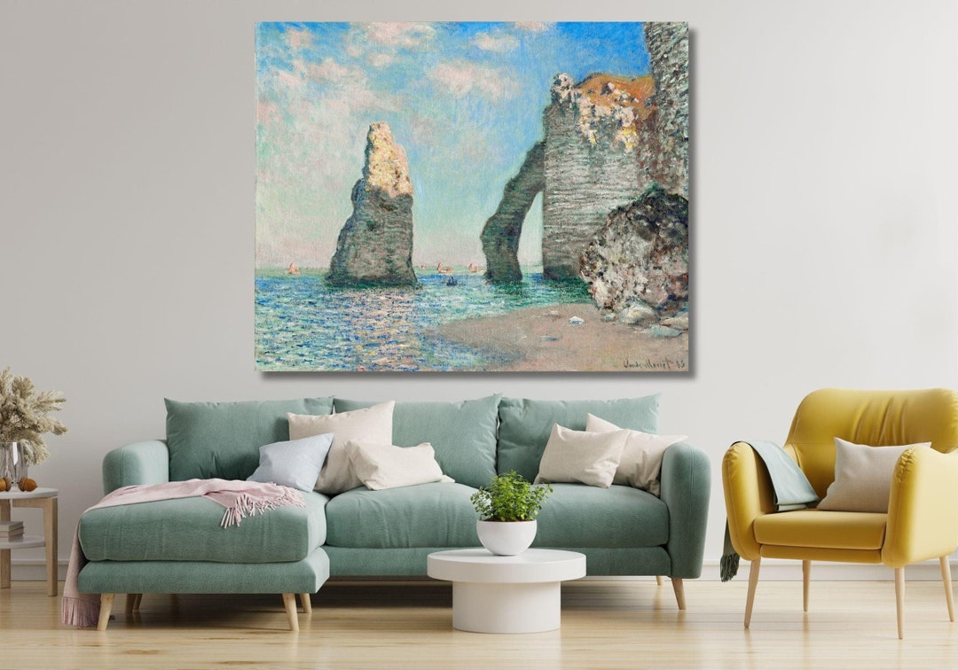 Claude Monet the Cliffs at Etretat Painting Canvas, Claude Monet the ...