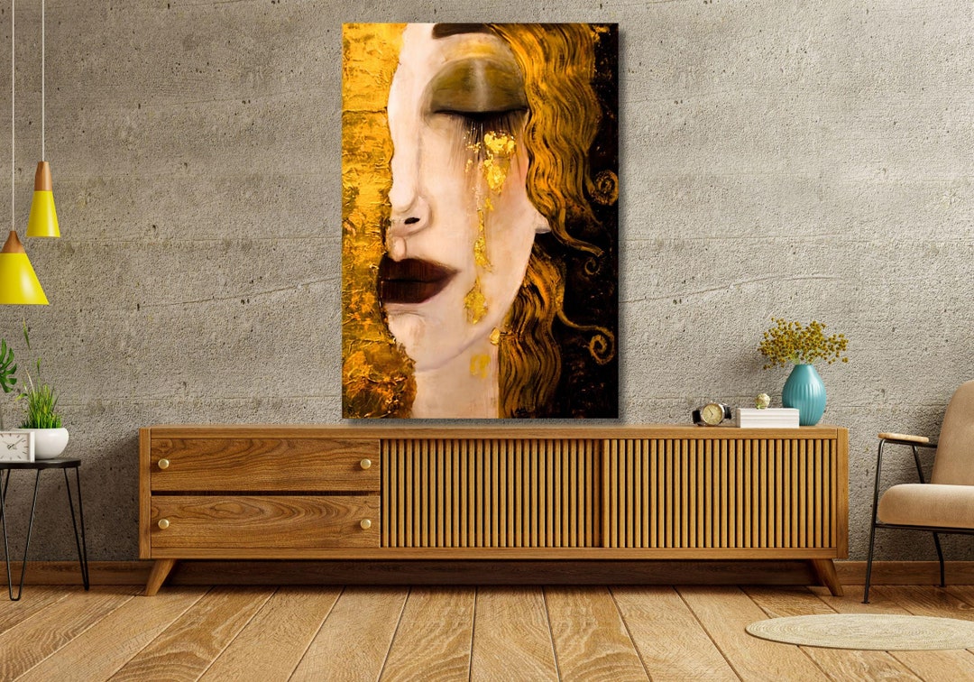 Gustav Klimt Woman Gold Tears Canvas Wall Art,gustav Klimt Print Klimt ...