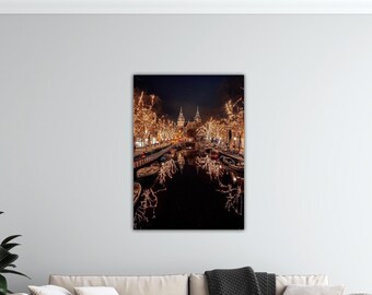 Amsterdam at Christmas Landscape Canvas Amsterdam Wall Art Nature View Giclee Wall Decor Paint Amsterdam Poster Gift Of Home Decor Printing