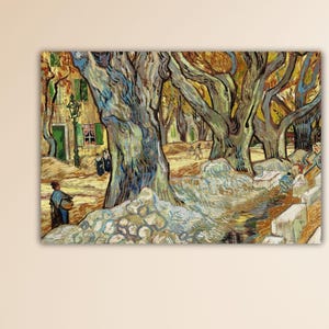 Vincent van Gogh Les grands platanes 1889 Toile Road Menders at Saint-Rémy Poster Peinture moderne Cadeau Décoration murale pour la maison Impression Art mural pour bureau