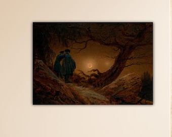 Caspar David Friedrich -Two Men Contemplating the Moon Canvas Caspar David Poster Friedrich Paint Gift Home Wall Decor Print Modern Wall Art