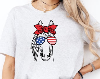 Patriotic Horse T-Shirt: USA Equestrian Gift