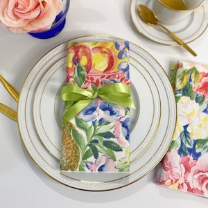 Colorful Napkins Decor Set of 2 Napkins, Cloth Napkins, Fruit and Flowers, OOAF, Napkin Decor, Home Decor,Napkin Design,Eco-Friendly Napkins