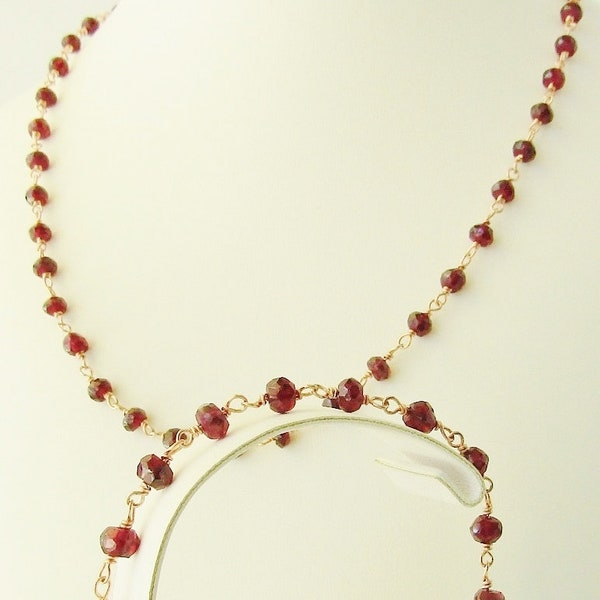 rhodolite garnet rose gold filled necklace and matching bracelet