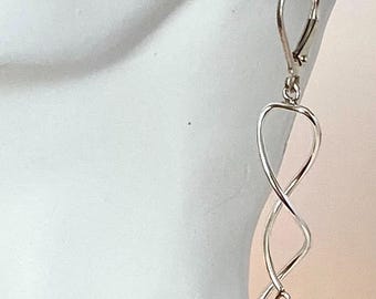 sterling silver-filled spiral clear crystal AB dangle earrings