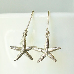 sterling silver and argentium starfish leverback earrings image 1