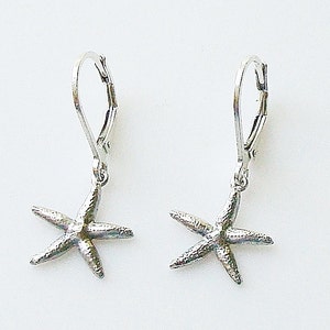 sterling silver and argentium starfish leverback earrings image 2