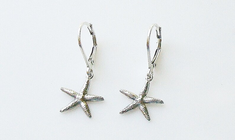 sterling silver and argentium starfish leverback earrings image 2