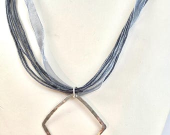 Argentium sterling silver square pendant