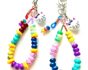 Charm -colorful glass beads for girls' bags, backpacks, keyrings, purses