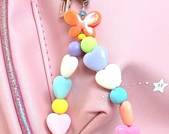 Charm -circle of hearts with butterfly for kid's bags, backpacks, key rings