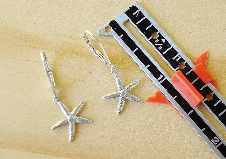 sterling silver and argentium starfish leverback earrings image 3