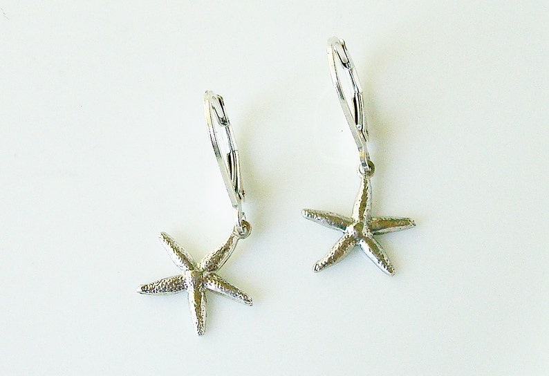 sterling silver and argentium starfish leverback earrings image 4