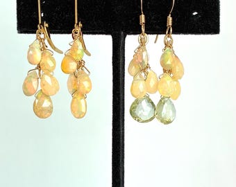 Opal cascade dangle 14kt yellow gold-filled earrings - options available